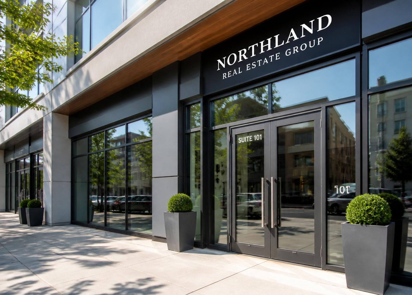 Clean storefront windows on a commercial building